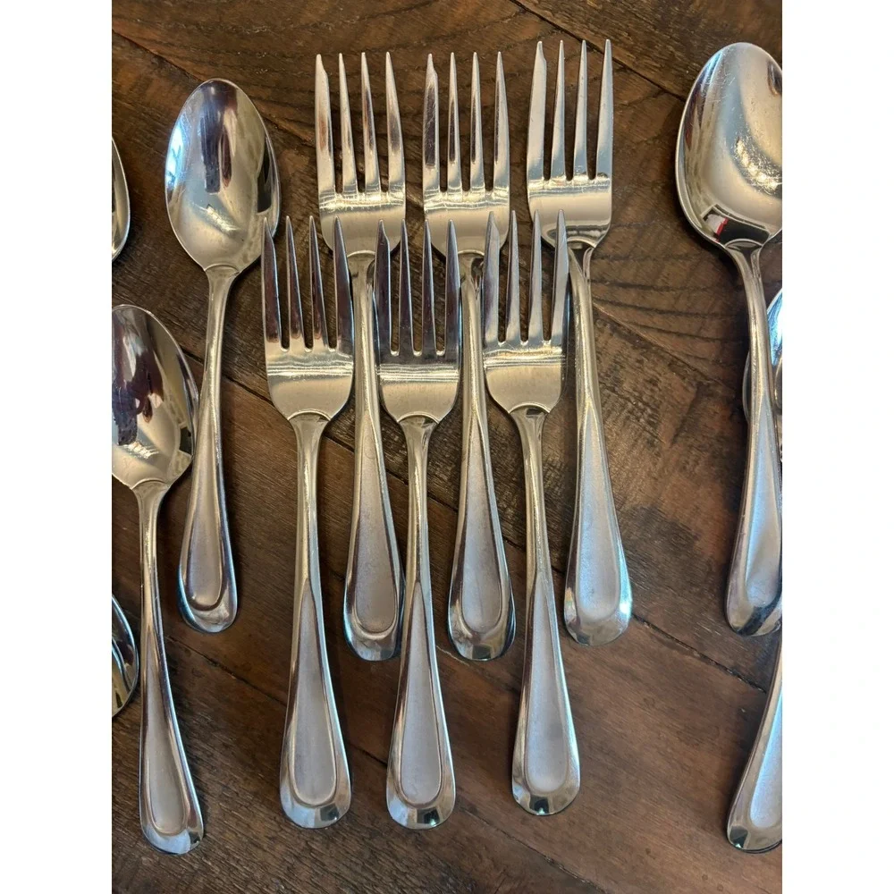 Oneida Flatware Set 51pc Silver Satin Sand Dune Stainless Steel Contemporary
